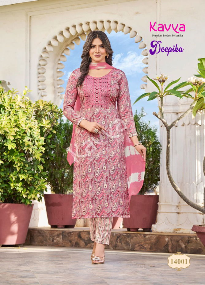 Deepika Vol 14 By Kavya Printed Embroidery Kurti With Bottom Dupatta Wholesale Market In Surat With Price
